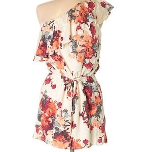 Floral, one shouldered Romper